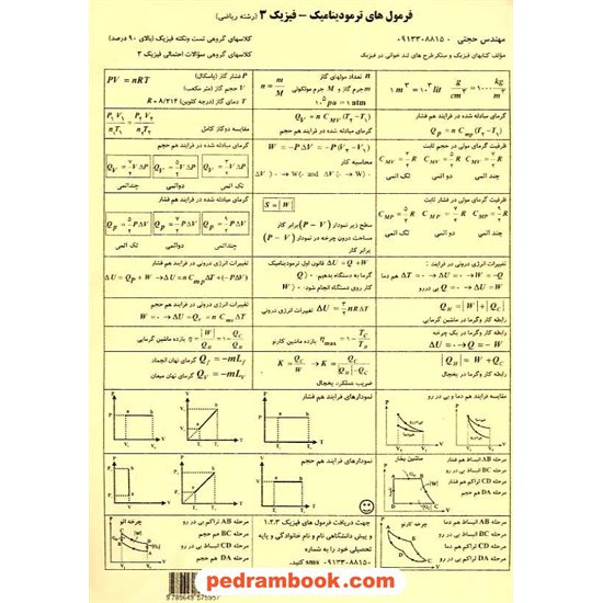 خرید کتاب فرمول های ترمودینامیک فیزیک 3 ریاضی مهندس حجتی کد کتاب در سایت کتاب‌فروشی کتابسرای پدرام: 10323